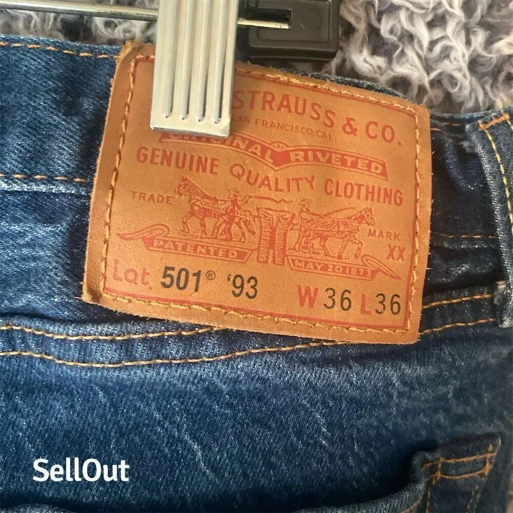 Levi's 501 Men's Jeans W36 L36 Button Fly Straight Leg Dark Denim